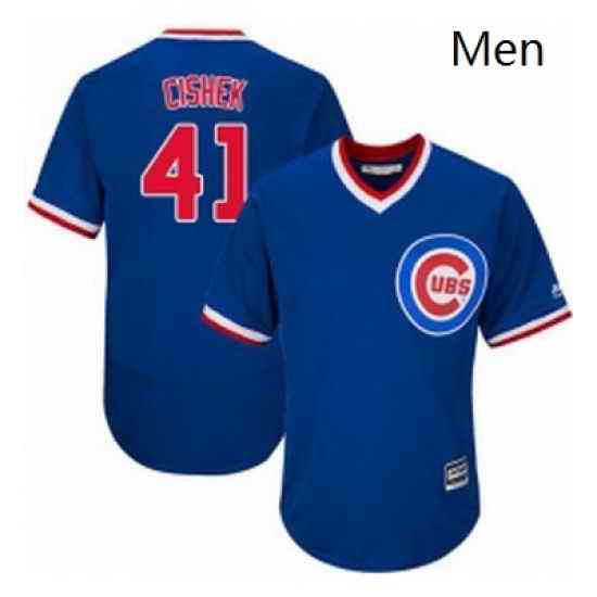 Mens Majestic Chicago Cubs 41 Steve Cishek Royal Blue Cooperstown Flexbase Authentic Collection MLB Jersey